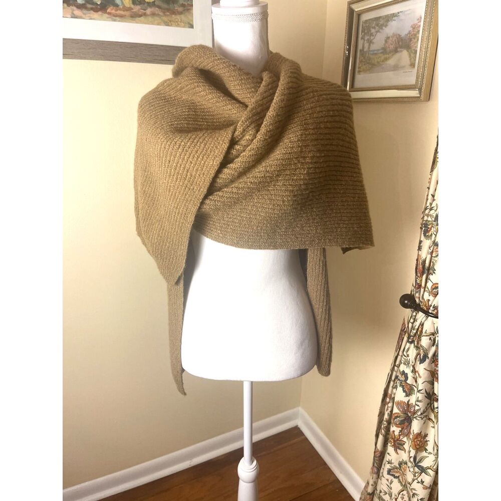 Dillards Womens Brown Ribbed Knit Open Cardigan Wrap Shrug Multi Use Cozy Winter